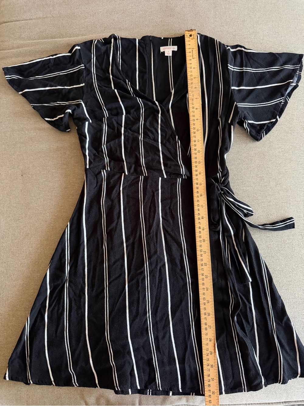 Xhilaration Black Dress with White Vertical Stripes